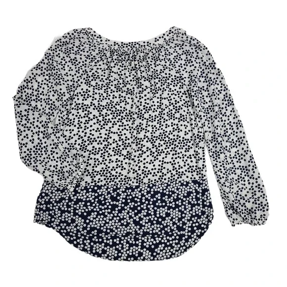 Boden Maya Top Contrast Print  VNeck White Navy - Picture 5 of 12